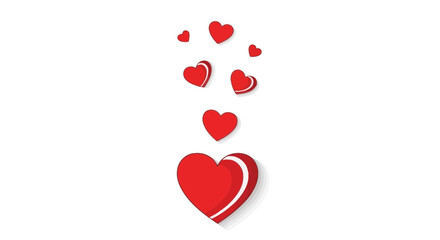 Falling Red Hearts Vector | Romantic Love Symbol Illustration