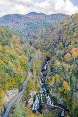falls along the cullasaja gorge road, highlands, NC