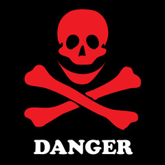 Skull and crossbones danger symbol in multiple colors
