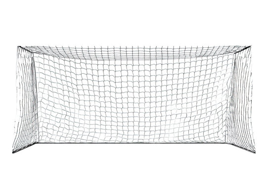 Soccer goal, empty, white background, net, rectangular, sport, game