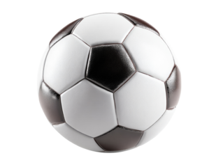 Round soccer ball, black and white panels