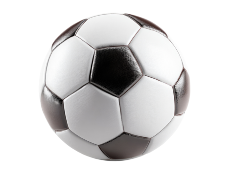 Round soccer ball, black and white panels