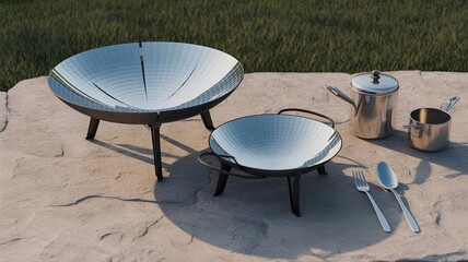 Sustainable Solar Cooking with Parabolic Cookers and Utensils for Outdoor Use