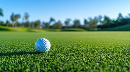 Golf ball on green fairway (3)
