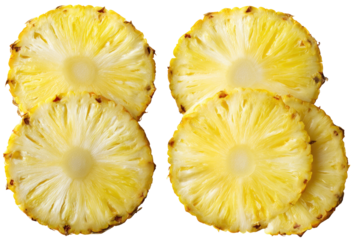 Stacked pineapple slices, close-up
