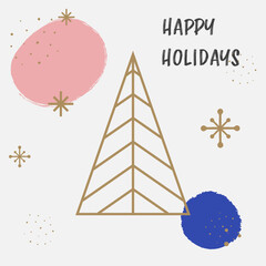 Abstract Christmas tree background with wishes. Geometric concept. Vector illustration