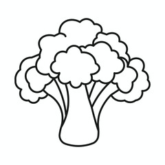 Simple line drawing of a fresh broccoli florets stem vegetable healthy food icon