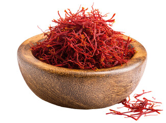 Fototapeta premium Dried saffron threads in a wooden bowl (5)