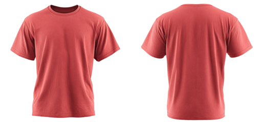 Front and back view of a solid,  terracotta-colored t-shirt