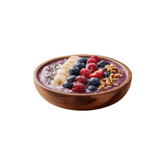 Acai bowl PNG healthy breakfast with granola fruits berries banana coconut delicious smoothie food concept nutrition meal isolated on white background