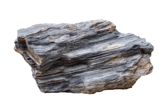 Close-up of a rough,  gray-and-tan rock slab with  visible layers