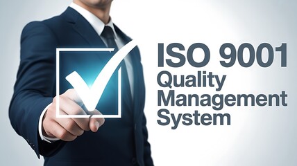 Businessman selects iso 9001 quality management system certification