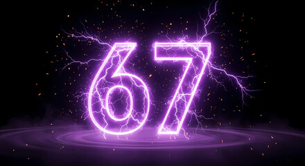 Electrifying sixty-seven with energy and power, ideal for celebrations, milestones, and bold designs, sparking excitement and unforgettable moments with vivid light