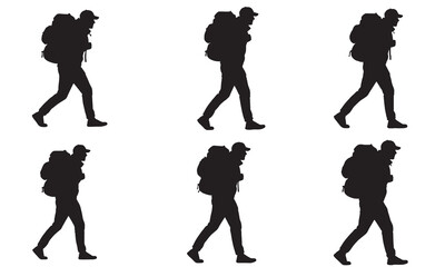 Walking hiker backpack silhouette sequence