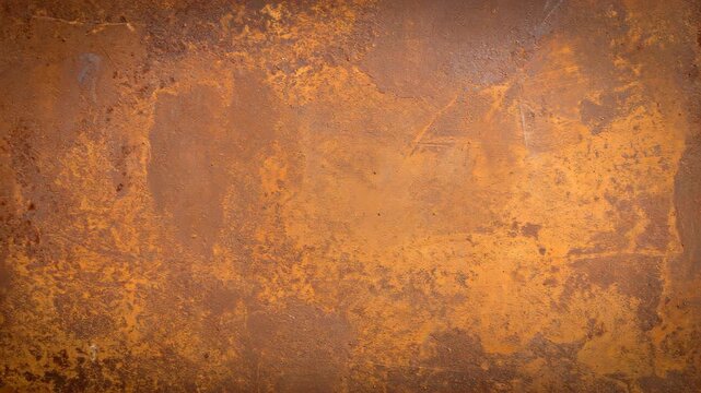 Abstract background of aged and rusted metal surface with distressed textures, offering weathered aesthetic and industrial vibe for designers