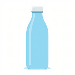 flat blue glass water bottle with a screw cap, simple vector, transparent background, solid fill