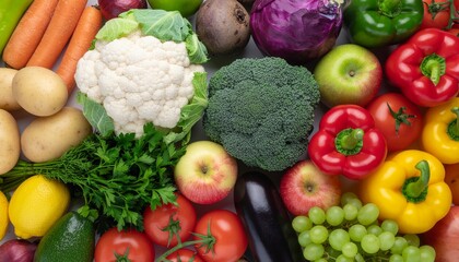 Abundant Fresh Fruits and Vegetables: Healthy Eating Concept