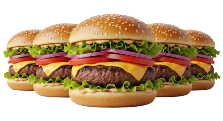 Delicious Cheeseburgers Stacked with Fresh Ingredients 4.