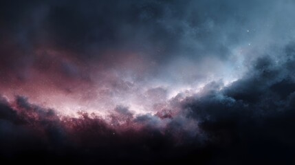 Obraz premium A cosmic nebula of swirling pink and blue clouds illuminated by vibrant light creating a dramatic and mysterious atmosphere