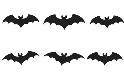Six flying bat silhouettes for halloween decoration