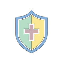 Obraz premium Christian Shield Icon with Cross Faith, Protection, Security