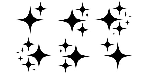 stars vector. sky object. star. black silhouette.sky space vector