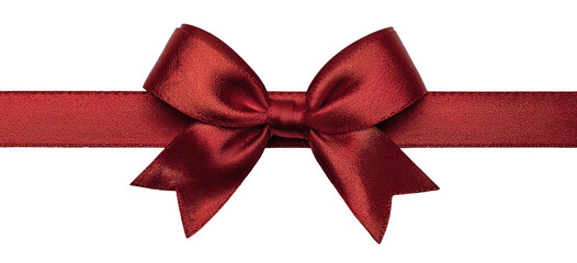 Red satin ribbon bow on a ribbon