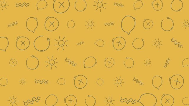 doodle pattern hand drawn icons communication symbols seamless background abstract shapes suitable for web design, textile prints, digital branding, or social media graphics