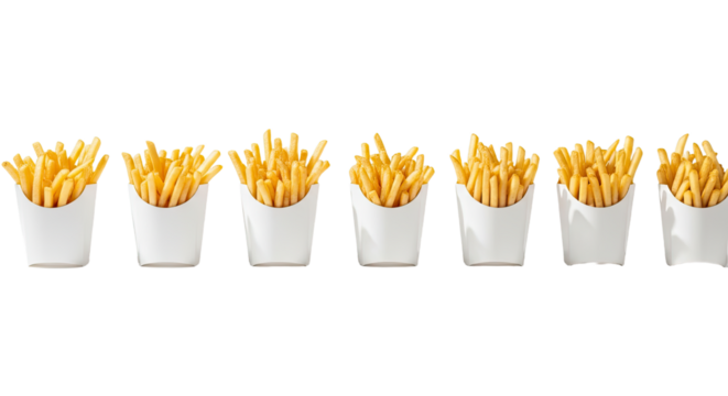 Delicious French Fries in White Containers 1.