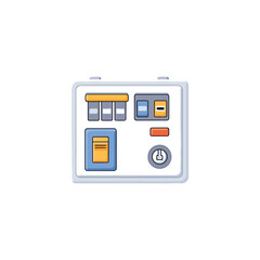 Fototapeta premium Electrical Panel Illustration with Circuit Breakers and Power Button