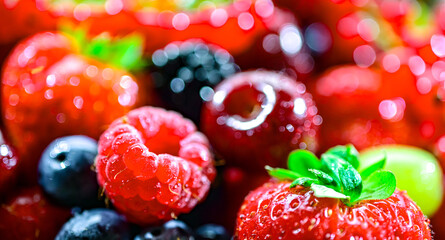 Composition with fresh ripe fruits. Fruitarian diet