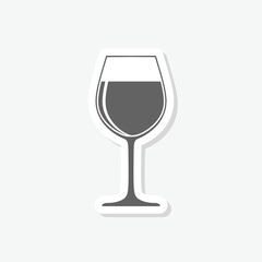 Wine glass icon sticker isolated on gray background