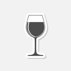 Wine glass icon sticker isolated on gray background