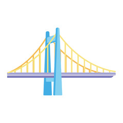 Obraz premium Modern Geometric Blue and Yellow Bridge Illustration on White