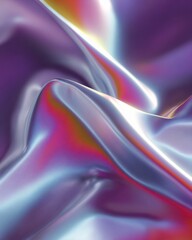 Obraz premium Dynamic flow of iridescent satin fabric studio setting textural photography vibrant colors close-up abstract art