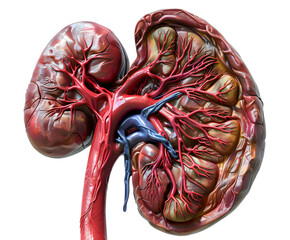 Kidney Anatomy Section Medical Illustration Dark Red Transparent Background