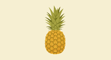 Vibrant Pineapple Illustration on Light Yellow Background, Tropical Vibes