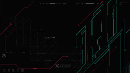 Abstract hi tech horizontal retro futuristic and sci-fi background with cyberpunk style design