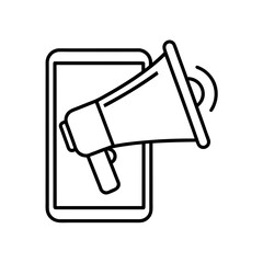 Megaphone coming out of the smartphone silhouette