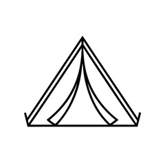 Simple outline drawing of a tent shape silhouette