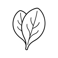 Two simple outline spinach leaves image silhouette