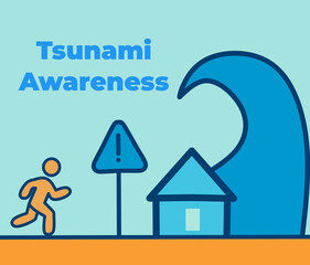Tsunami safety educational poster