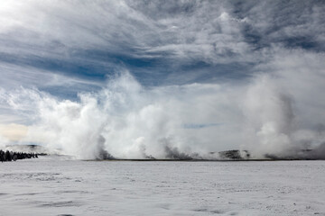 Dramatic Geothermal Activity in a Winter Landscape