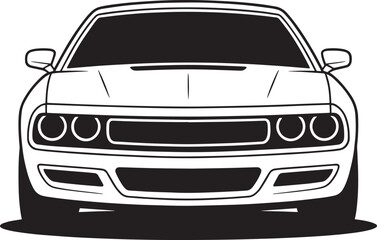 Front view of a black and white sports car automobile vehicle