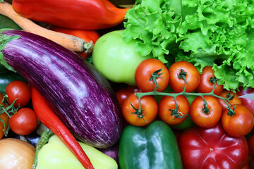 Fresh and appetizing vegetable presented at a agricultural products fair. Selective focus. Photographed in natural light.