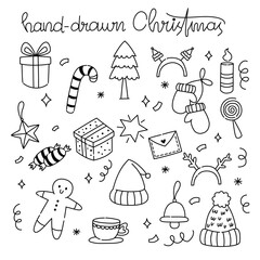 Hand Drawn Christmas Illustration – Festive Holiday Elements in Whimsical Style