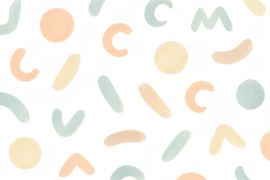 Pastel watercolor geometric shapes seamless pattern transparent background