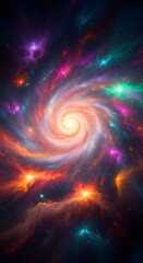 Colorful Celestial Swirl of Stars and Cosmic Dust in Deep Space.