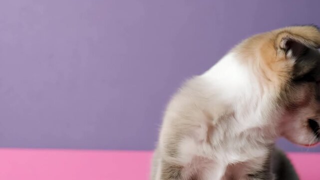 chihuahua puppy on a pink background