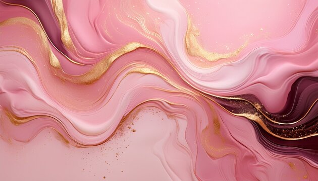 abstract dusty pink marble liquid texture with gold splashes - Powered by Adobe
